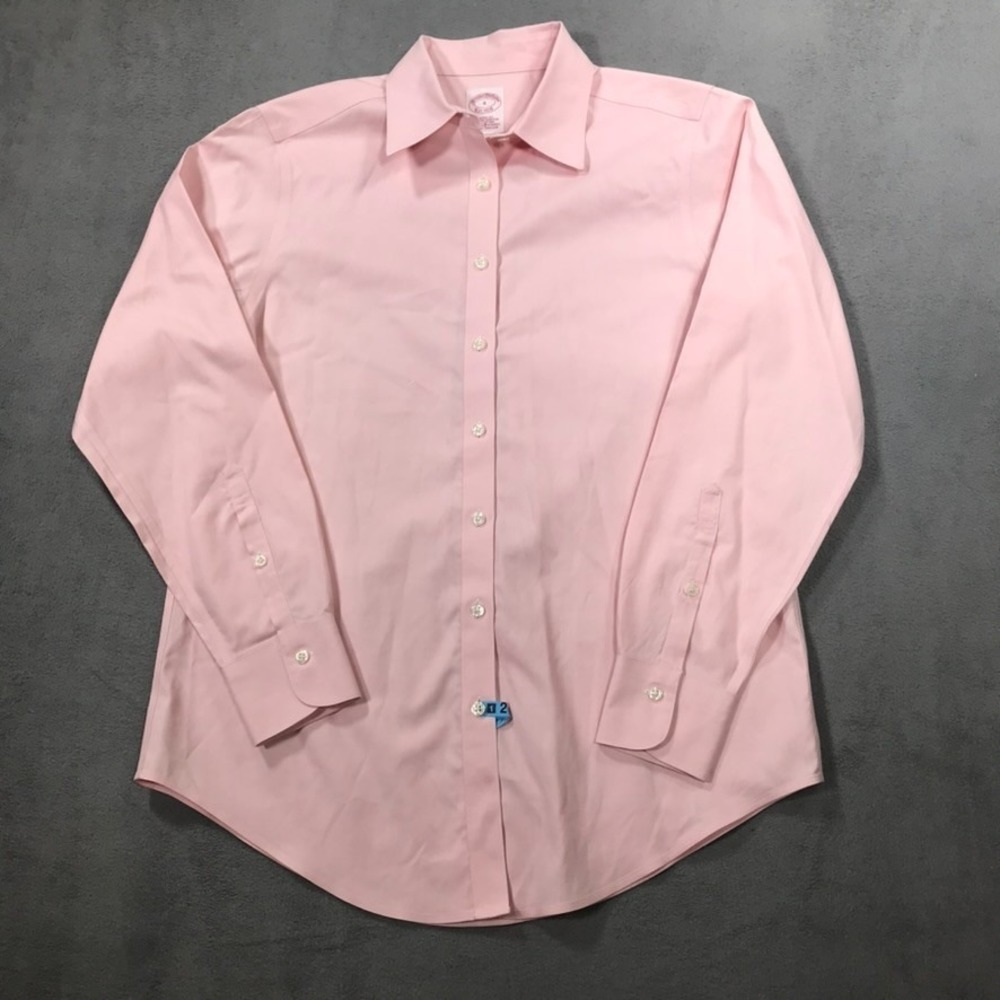 Brooks Brothers Women's Shirt Size 4 Pink Solid Cotton Stretch Woven Button-Up